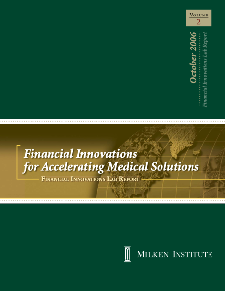  Financial Innovations for Accelerating Medical Solutions