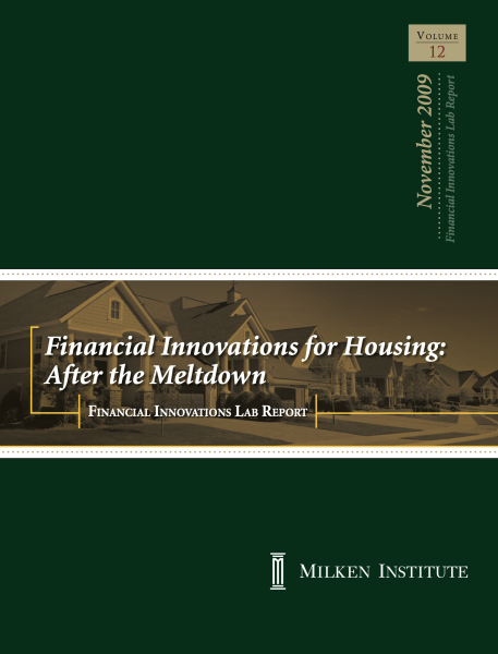  Financial Innovations for Housing: After the Meltdown