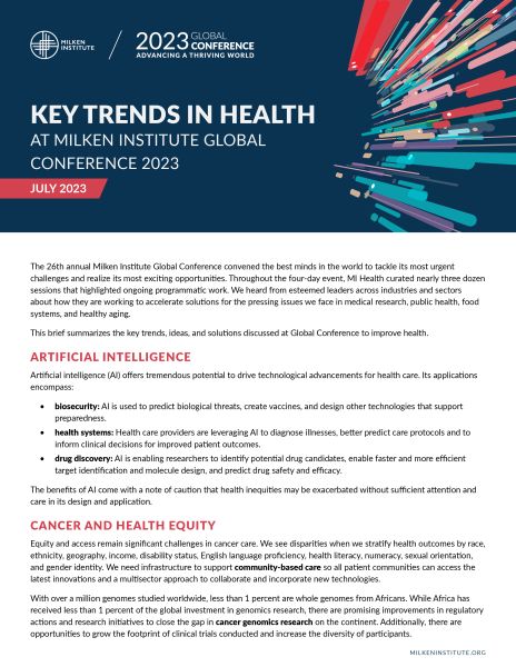 Key Trends in Health at Milken Institute Global Conference 2023
