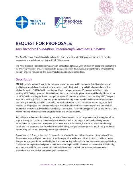 Request for Proposals: Ann Theodore Foundation Breakthrough Sarcoidosis Initiative
