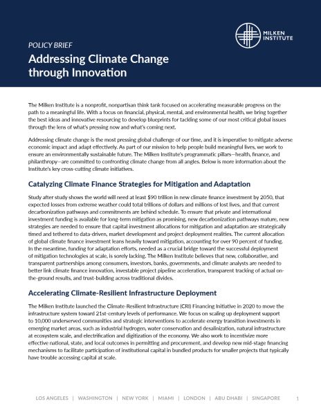 Addressing Climate Change through Innovation