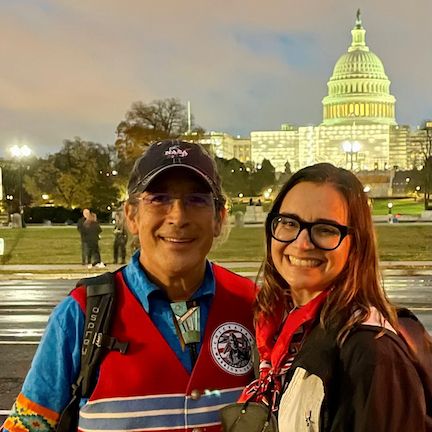 Bethany Morookian Bentley with Commander John Herrington, the first enrolled citizen of a Native American tribe to fly in space.