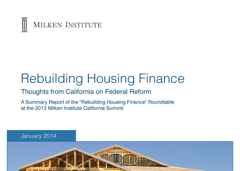 Rebuilding Housing Finance: Thoughts from California on Federal Reform