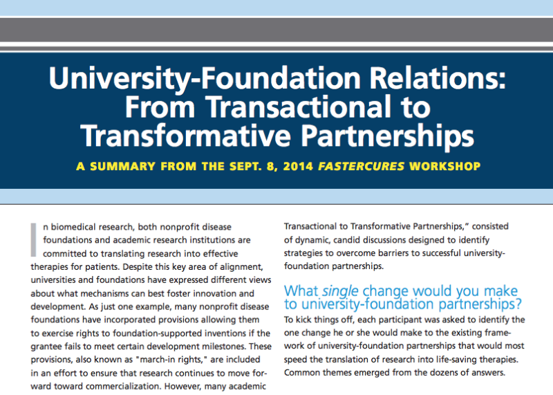 University-Foundation Relations: From Transactional to Transformative Partnerships